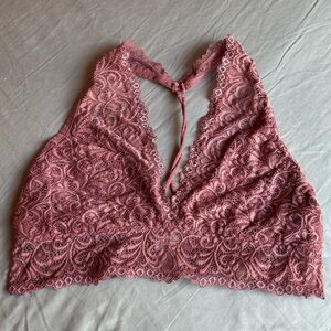New Mix Lace Halter Bralette in Rose